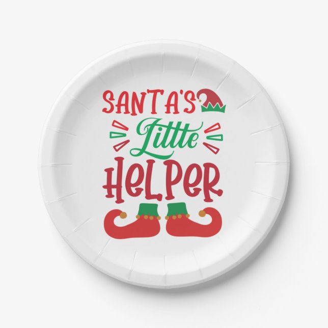 Assiettes En Carton Joyeux Xmas Père Noël Little Helper (Devant)