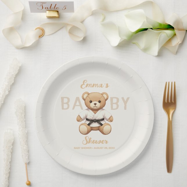Assiettes En Carton Judo Black Belt Bear Baby Shower Collection (Mariage)