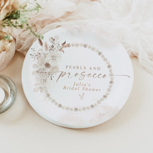 Assiettes En Carton JULIA Boho Floral Pearls & Prosecco Fête des marié