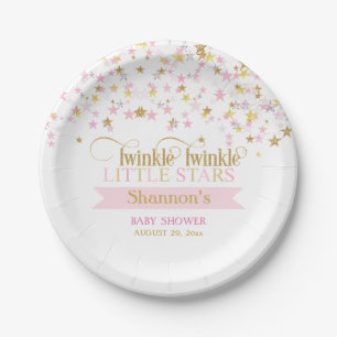 Assiettes En Carton Jumeaux Petites Étoiles Brillantes Baby Shower Ros