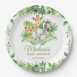 Assiettes En Carton Jungle Animal Safari Baby shower de verdure