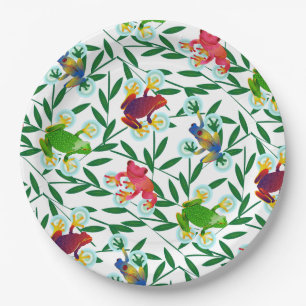 Assiettes En Carton Jungle de grenouilles tropicales