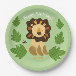 Assiettes En Carton Jungle Lion Nom personnalisé Fête d'anniversaire