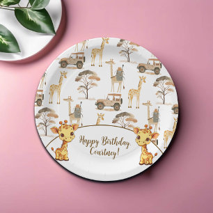 Assiettes En Carton Jungle Safari avec Giraffes Anniversaire