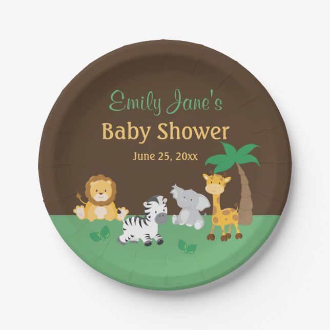 Assiettes En Carton Jungle Safari Boy Baby shower Plaque papier (Devant)