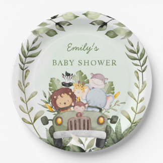 Assiettes En Carton jungle verdoyante Safari Baby shower animalier sau
