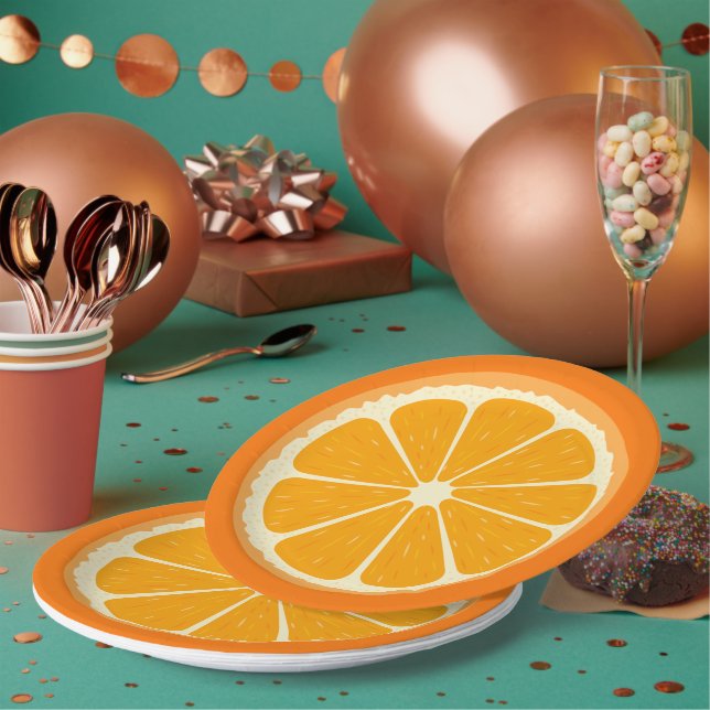 Assiettes En Carton Jus de citron frais orange (Multi)