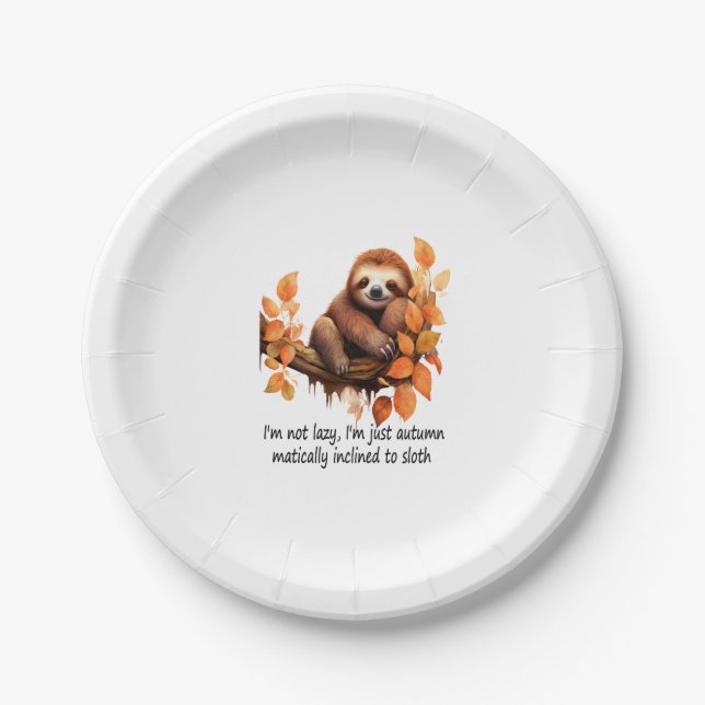 Assiettes En Carton Juste Automne Matiquement incliné à Sloth (Devant)