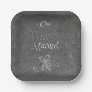 Assiettes En Carton Juste marié Chalkboard Mariage Cercles Bells Carré