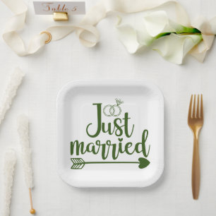 Assiettes En Carton Juste Marié Hunter Green