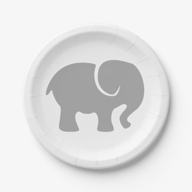 Assiettes En Carton Juste un éléphant gris (Devant)