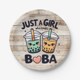Assiettes En Carton Juste une fille qui aime Boba" Plaques de papier