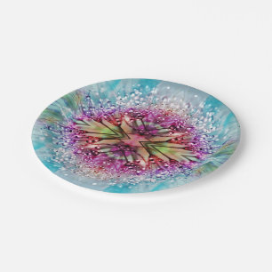 Assiettes En Carton Kaléidoscope Dewdrops : Art Floral Abstrait