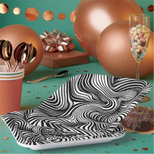 Assiettes En Carton Kaleidoscope monochrome