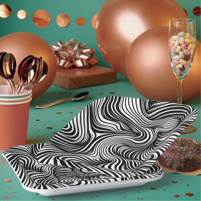 Assiettes En Carton Kaleidoscope monochrome (Multi)