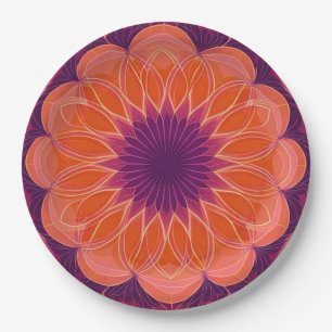 Assiettes En Carton Kaleidoscope orange violet