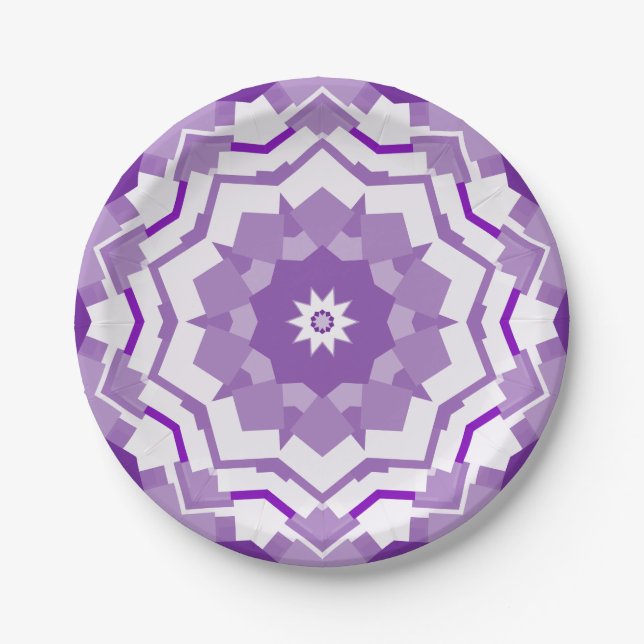 Assiettes En Carton Kaleidoscope violet/blanc (Devant)