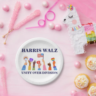 Assiettes En Carton Kamala Harris Tim Walz Unité de division