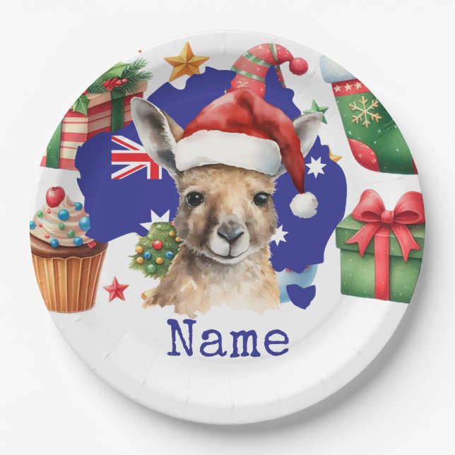 Assiettes En Carton Kangaroo on Australia Flag  (Devant)