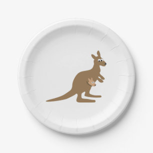 Assiettes En Carton Kangourou et Joey mignons