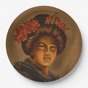 Assiettes En Carton Karama : Actrice Geisha de Romance Japonaise