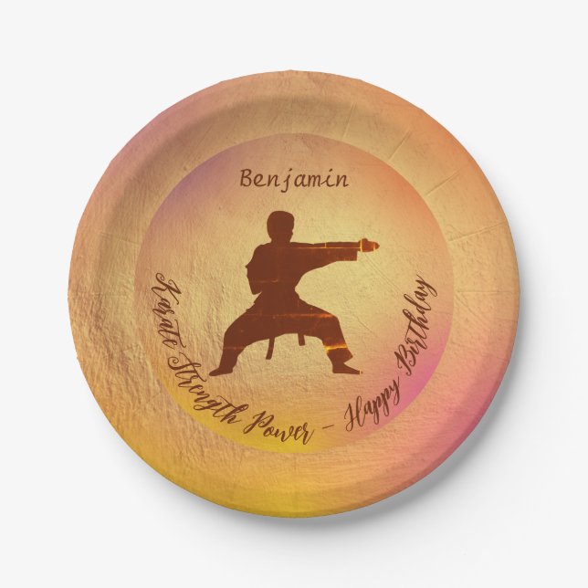 Assiettes En Carton Karate Arts martiaux modernes Joyeux anniversaire (Devant)