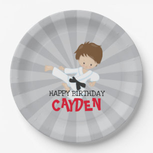 Assiettes En Carton Karate boy rouge Martial Arts Anniversaire Papier 
