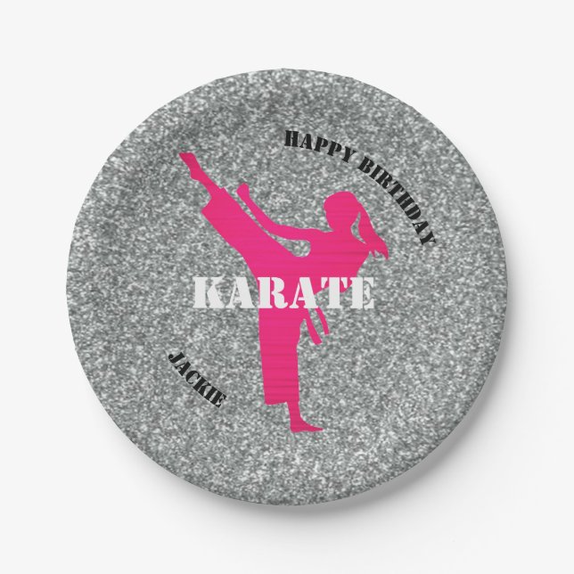 Assiettes En Carton Karate Girl Parties scintillant joyeuse Plaques pa (Devant)