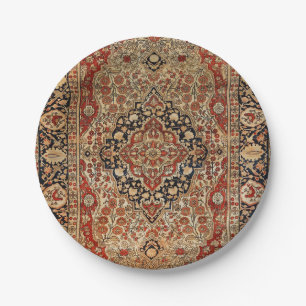 Assiettes En Carton Kashan perse brûlé orange jaune 