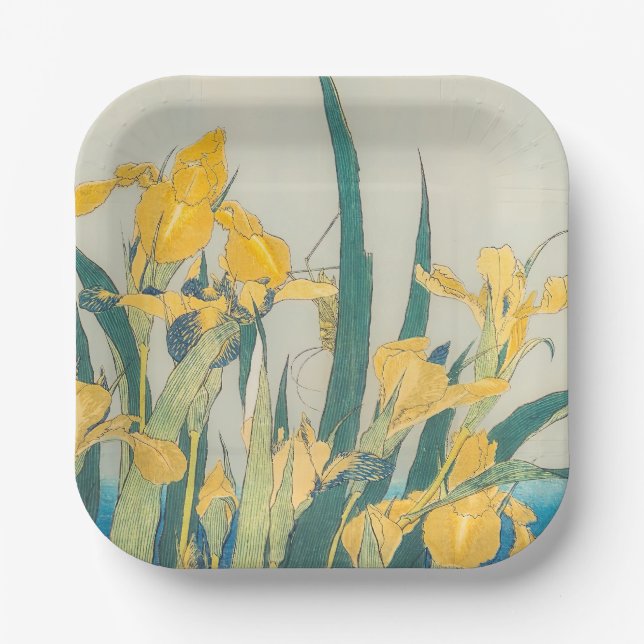 Assiettes En Carton Katsushika Hokusai - Grasshopper et Iris (Recto)