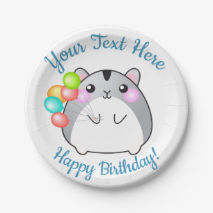 Assiettes En Carton Kawaii Hamster gris mou