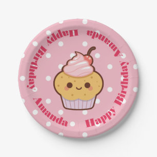 Assiettes En Carton Kawaii Jovely Cupcake NOM PERSONNALISÉ