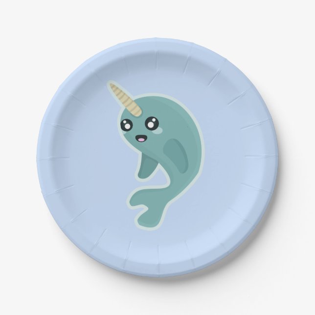 Assiettes En Carton Kawaii Narwhal (Devant)