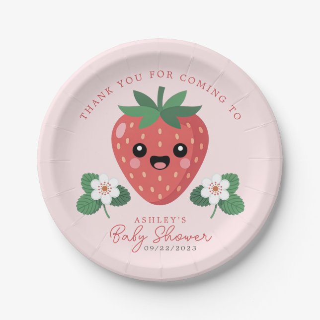 Assiettes En Carton Kawaii Strawberry Baby Shower (Devant)