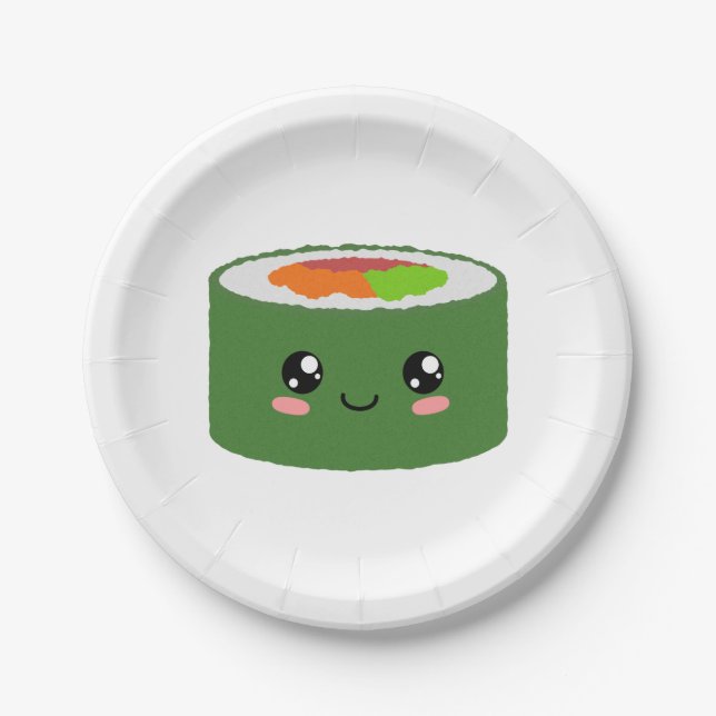 Assiettes En Carton Kawaii Sushi (Devant)