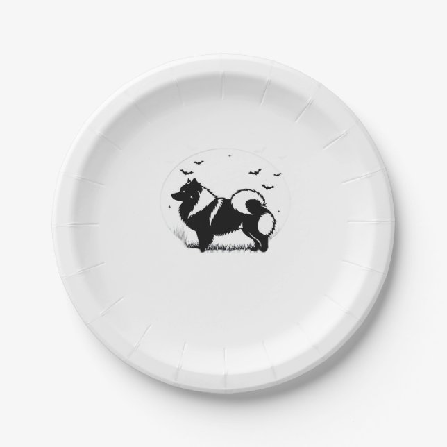 Assiettes En Carton Keeshond Dog � Halloween Moon Silhouette Classic T (Devant)