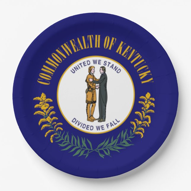Assiettes En Carton Kentucky : Drapeau de l'État américain du Commonwe (Devant)
