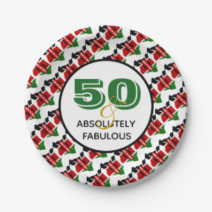 Assiettes En Carton KENYA 50 & Fête Absolument Fabuleuse