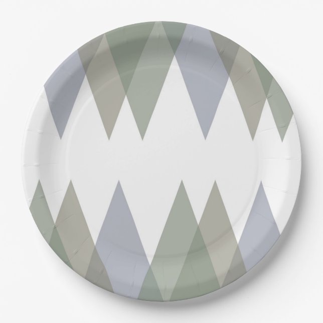 Assiettes En Carton Khaki triangles (Devant)
