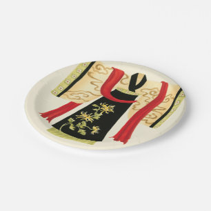 Assiettes En Carton Kimono japonais traditionnel avec l'impression