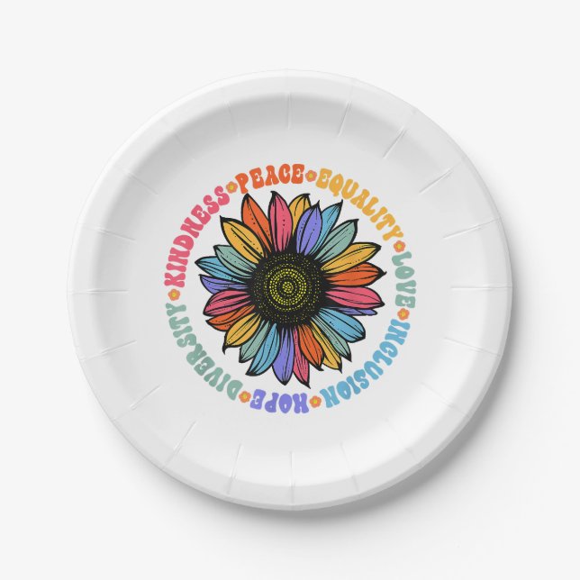 Assiettes En Carton Kindness Peace Equality Love Hope Diversity Human (Devant)