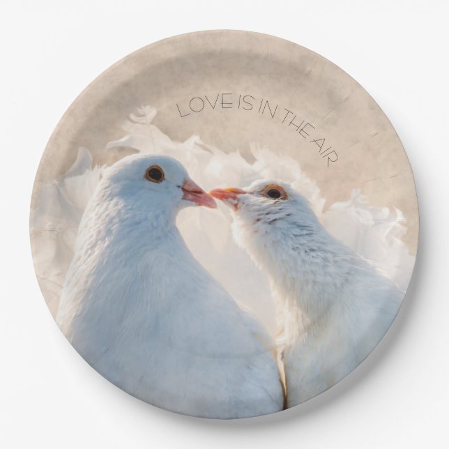 Assiettes En Carton Kissing Doves - L'amour est dans l'air (Devant)