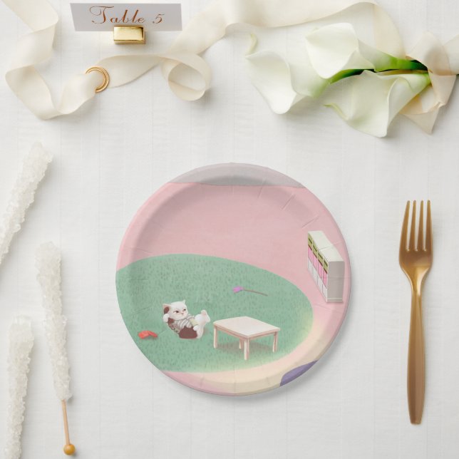 Assiettes En Carton Kitten détente dans le salon (Mariage)