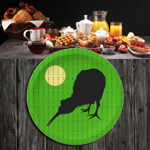 Assiettes En Carton Kiwi Bird, Moon & New Zealand text /Bro Party