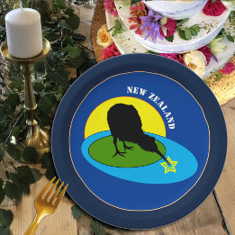 Assiettes En Carton Kiwi Bird & New Zealand /Bro