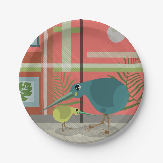 Assiettes En Carton Kiwi Birds à l'intérieur (Devant)