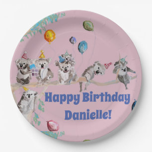 Assiettes En Carton Koala Bears Birthday Party Animaux Girls rose