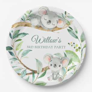 Assiettes En Carton Koala Green et Grey Custom Birmingham Party