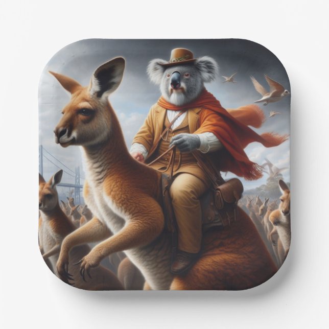 Assiettes En Carton Koala Kangaroo Rider (Recto)