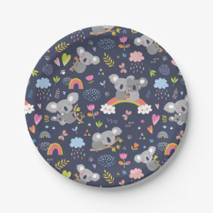 Assiettes En Carton Koala Rainbow Love Motif